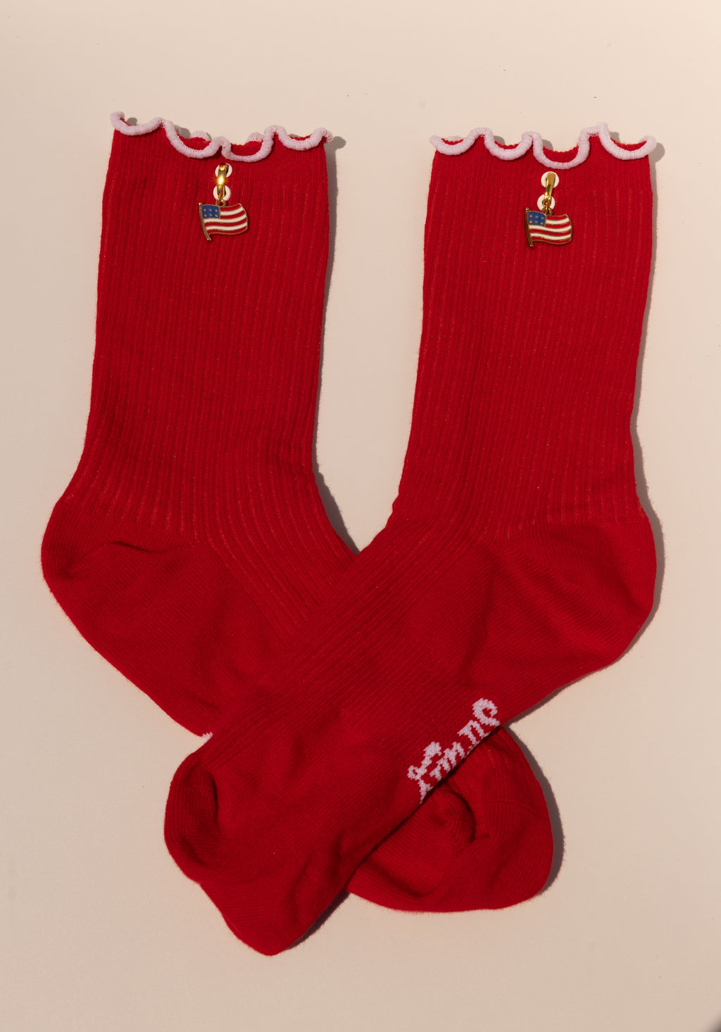 RED LIMITED EDITION 4th of July Flag Charm Socks