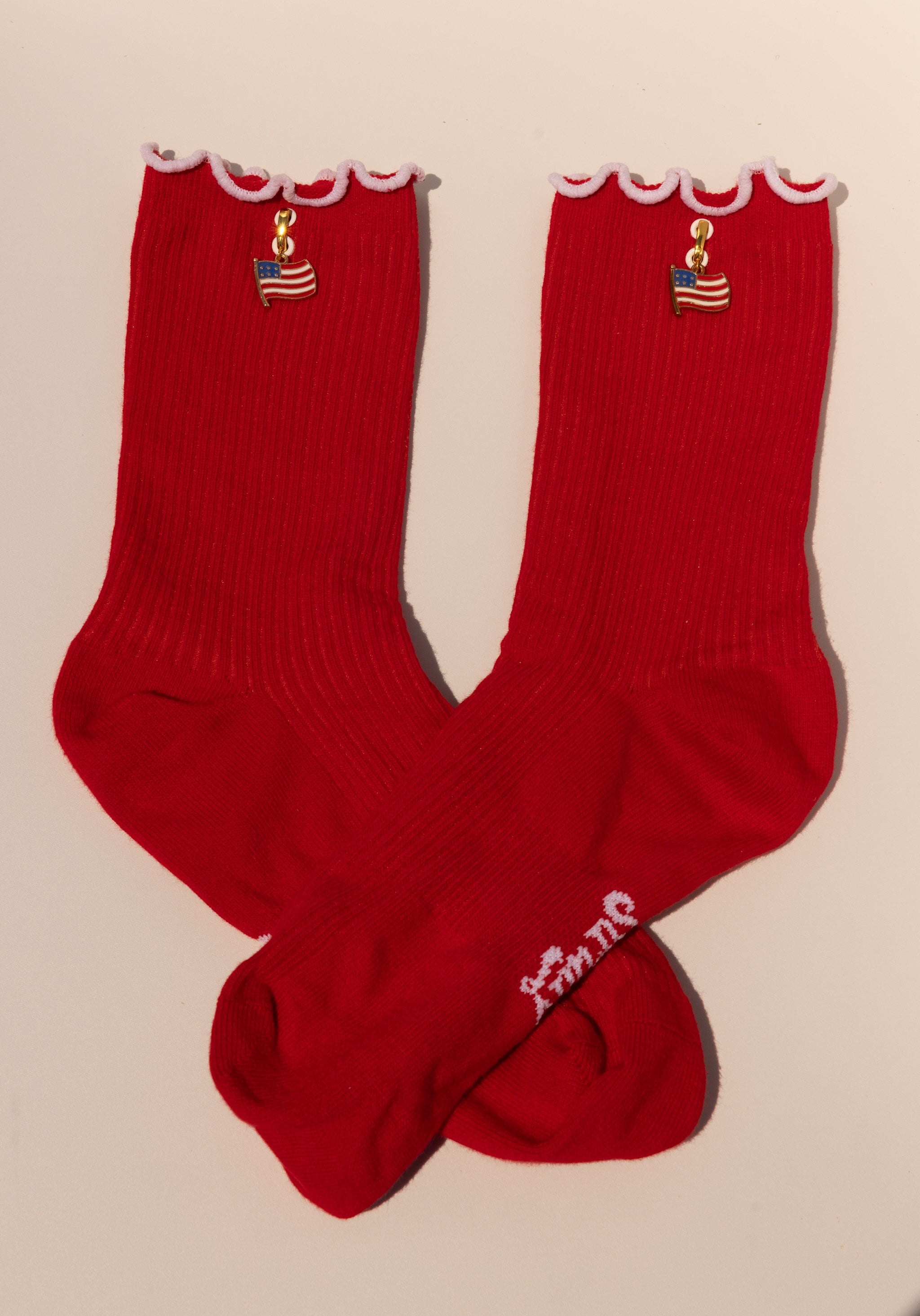 RED LIMITED EDITION 4th of July Flag Charm Socks